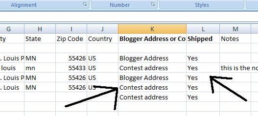 excel document shipped and contest