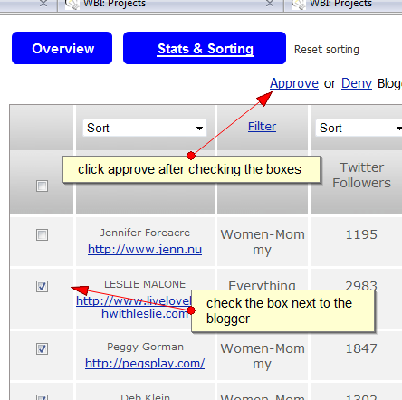 approve and checking box tomoson