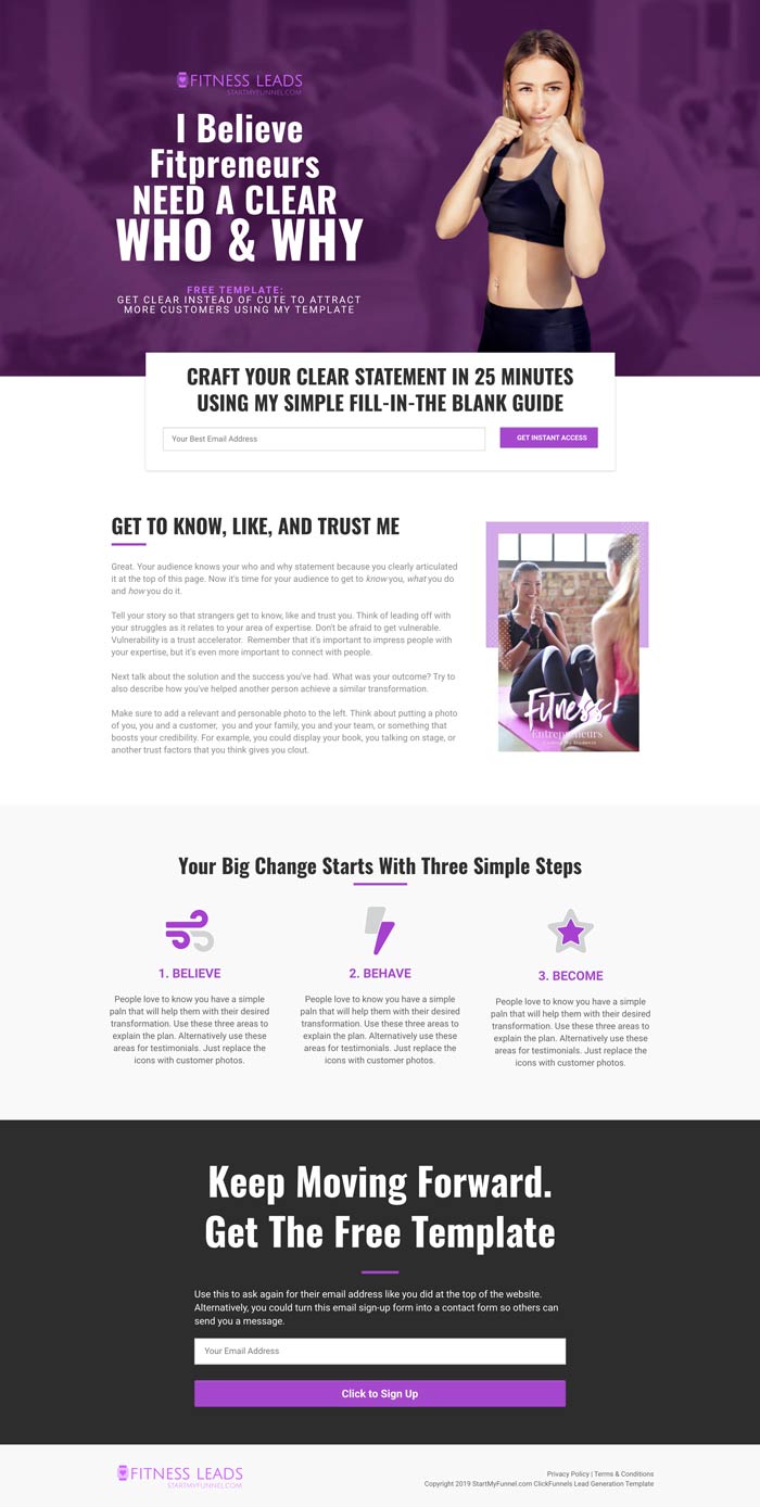 ClickFunnels Fitness template sales funnel